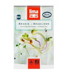 Mélange 4 radis Bio Lima - Graines de radis rouge, radis noir, de daikon et de raifort à germer - 70g 
